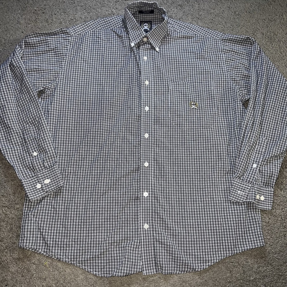 Cinch Shirt Mens Small Black White Plaid Button Down Western Cowboy Rodeo